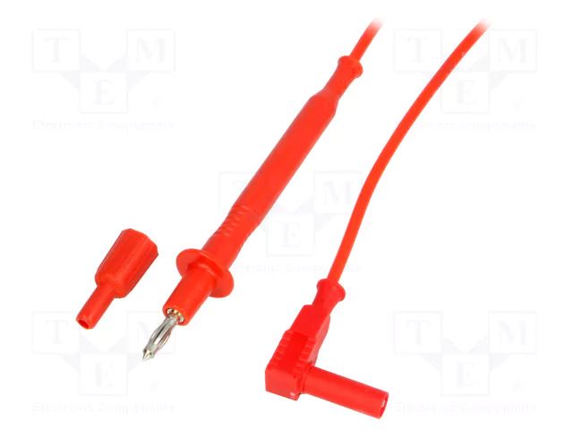 Test lead; 20A; probe tip,banana plug 4mm; with protection; red ELECTRO-PJP 4412-D4-IEC-100R
