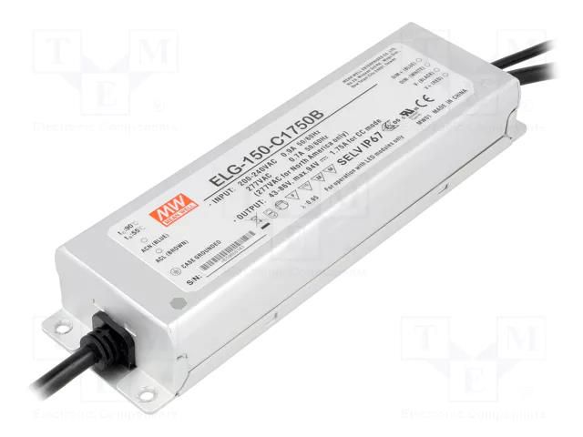 Power supply: switching; LED; 150W; 43÷86VDC; 1750mA; 180÷295VAC MEAN WELL ELG-150-C1750B