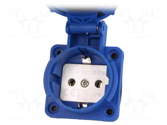 Connector: AC supply; socket; 2P+PE; 250VAC; 16A; blue; PIN: 3; IP67 PAWBOL PD.3146S