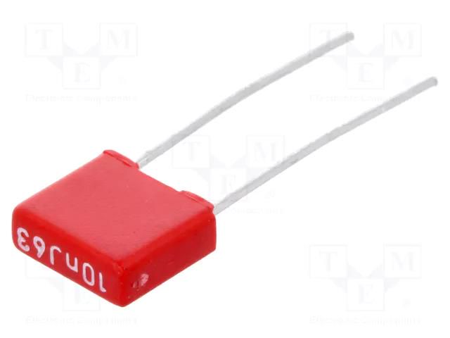 Capacitor: polyester; 10nF; 40VAC; 63VDC; 5mm; ±5%; 2.5x6.5x7.2mm WIMA MKS2-10N/63-5%-R