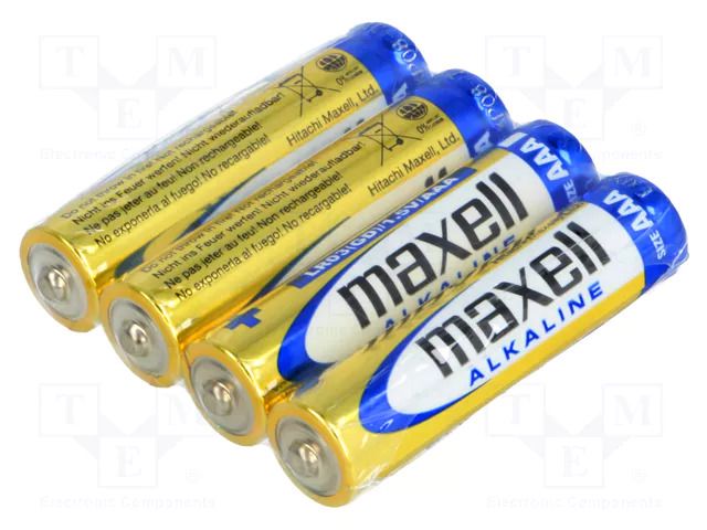 Battery: alkaline; AAA; 1.5V; non-rechargeable; Ø10.5x44.5mm MAXELL BAT-LR03/MX-S4
