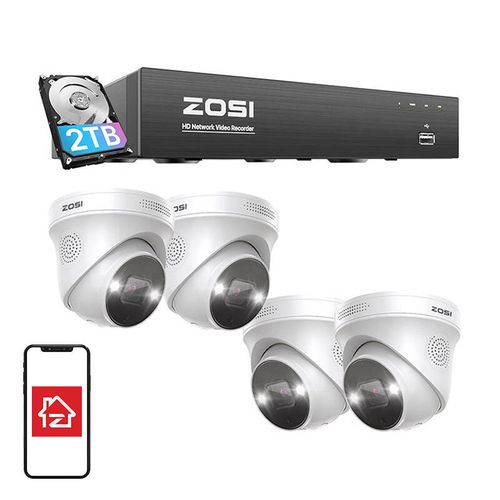IP Camera ZOSI C225 4 pcs WiFi 5MP + NVR 8ch + 2TB HDD, ZOSI 8SN-2255AW4-20