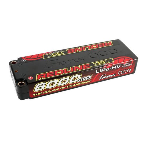 Gens ace Redline Series 6000mAh 7.6V 130C 2S2P HardCase 57# HV Lipo Battery, Gens ace GEA60002S13L5