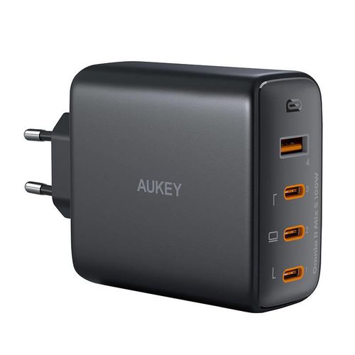 Wall charger Aukey PA-B7S, 1xUSB-A, 3xUSB-C, 100W GaN (black), Aukey PA-B7S Black