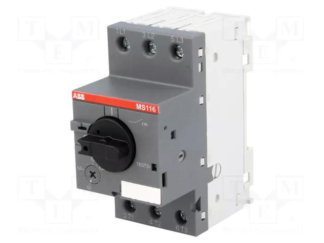 Motor breaker; 2.2kW; 208÷690VAC; for DIN rail mounting; IP20 ABB MS116-6.3