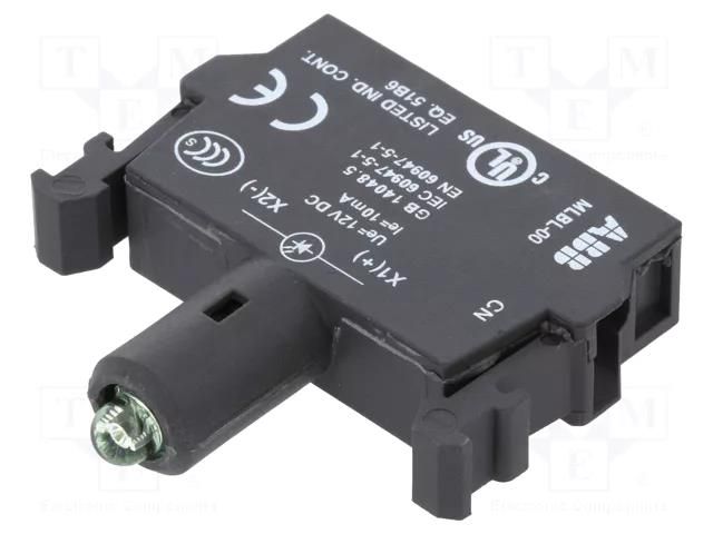 Illuminating unit; 22mm; Illumin: LED; front; green; 12VDC; 8÷15mA ABB MLBL-00G