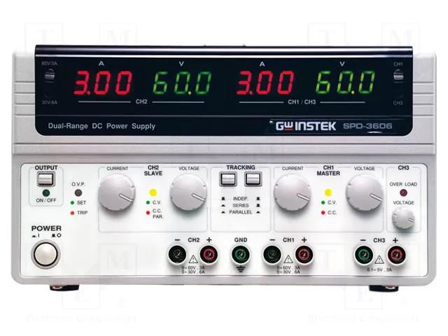 Power supply: laboratory; switching,multi-channel; 0÷30VDC; 0÷6A GW INSTEK SPD-3606