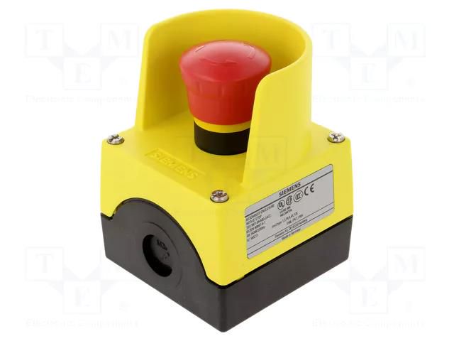 Control cassette; 3SU1.5; No.of butt: 1; mushroom; IP67; plastic SIEMENS 3SU1801-0NA00-2AC2