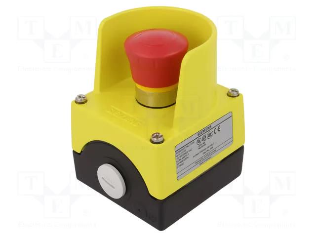 Control cassette; 3SU1.5; No.of butt: 1; mushroom; IP67; metal SIEMENS 3SU1851-0NB00-2AC2
