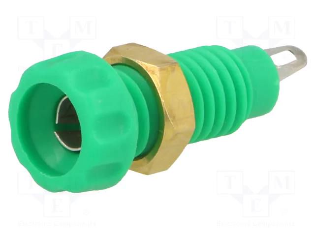 Connector: 4mm banana; socket; 10A; 60VDC; 23mm; green CLIFF CL1460