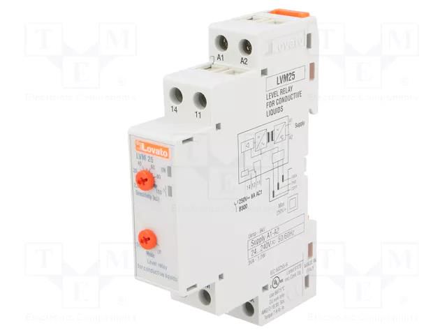 Level monitoring relay; conductive fluid level; 24÷240VAC LOVATO ELECTRIC LVM25240