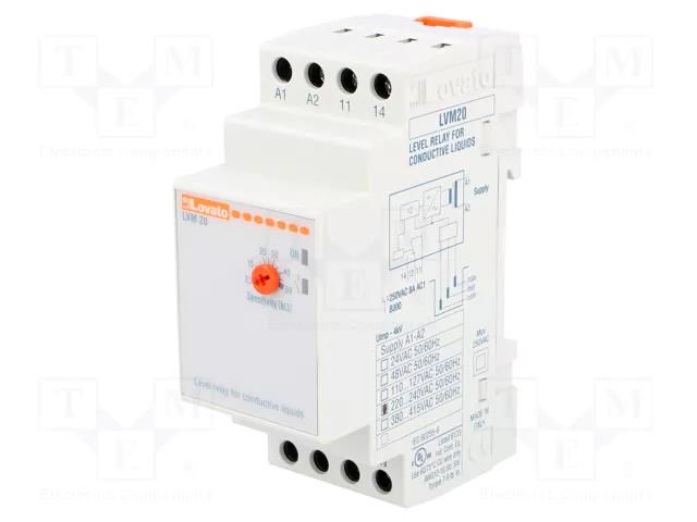 Level monitoring relay; conductive fluid level; 220÷240VAC LOVATO ELECTRIC LVM20A240