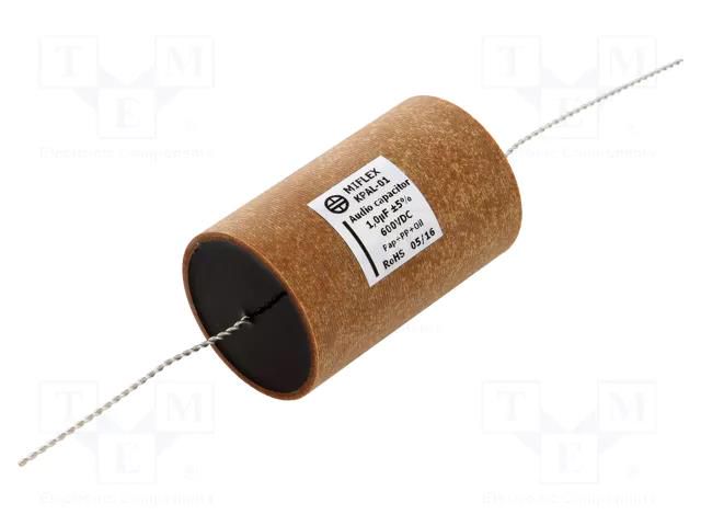 Capacitor: aluminum-polypropylene-paper; 1uF; 600VDC; ±5%; THT MIFLEX KPAL01-1U/600