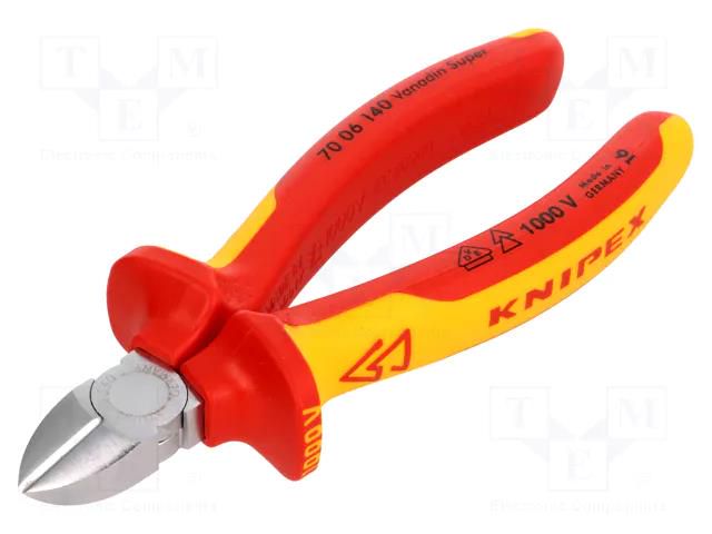 Pliers; side,cutting,insulated; chrome-vanadium steel; 140mm KNIPEX KNP.7006140