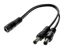BARREL PWR CORD, 2X 2.1MM PLUG-RCPT, BLK MP014088