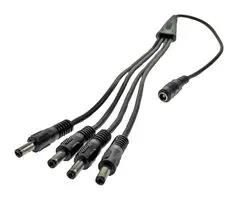 BARREL PWR CORD, 4X 2.1MM PLUG-RCPT, BLK MP014089