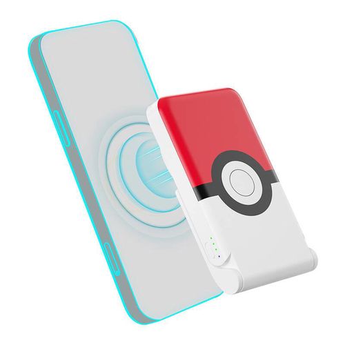 Magnetic powerbank OTL 5000 mAh, USB-C 15W, Pokemon Pokeball with stand (red-white), OTL PK1186