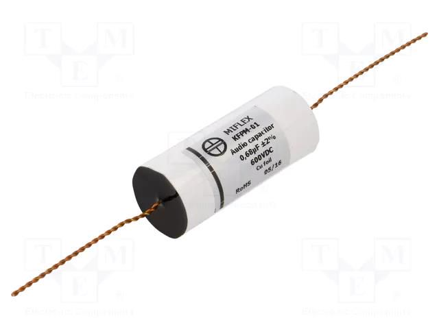 Capacitor: copper-polypropylene; 0.68uF; 600VDC; ±2%; Ø27.6x60mm MIFLEX KFPM01-0.68U/600