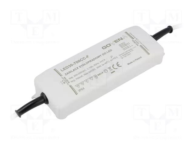 Power supply: switching; LED; 30W; 10÷50VDC; 700mA; 185÷265VAC GOVENA Z-LED-30W-700CC-F