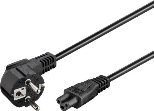 Mains Connection Cable (Earth Contact) Angled, 3 m, Black, 3 m - safety plug (type F, CEE 7/7) 90° > Device socket C5 44877