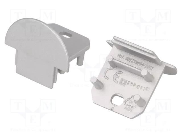 Cap for LED profiles; silver; 2pcs; ABS; with hole; DEEP10 TOPMET TOP-96090040