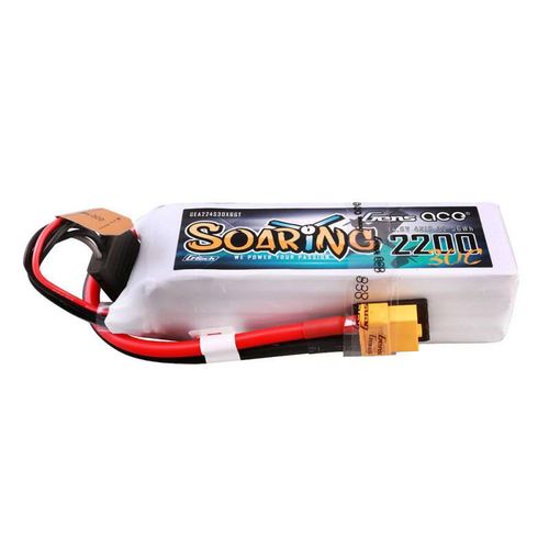 Gens ace G-Tech Soaring 2200mAh 14.8V 30C 4S1P Lipo Battery Pack with XT60 plug, Gens ace GEA224S30X6GT