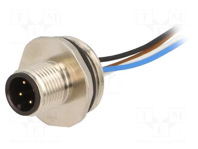 Connector: M12; socket; PIN: 4; male; 250V; IP68; cables; 0.25mm2 IFM ELECTRONIC E11295