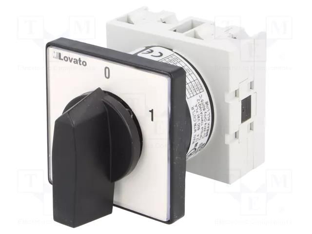 Switch: cam switch; Stabl.pos: 2; 16A; 0-1; for building in; Pos: 2 LOVATO ELECTRIC GX1691U