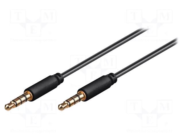 Cable; Jack 3,5mm 4pin plug,both sides; 1m; Plating: gold-plated Goobay AVK-182-100BK