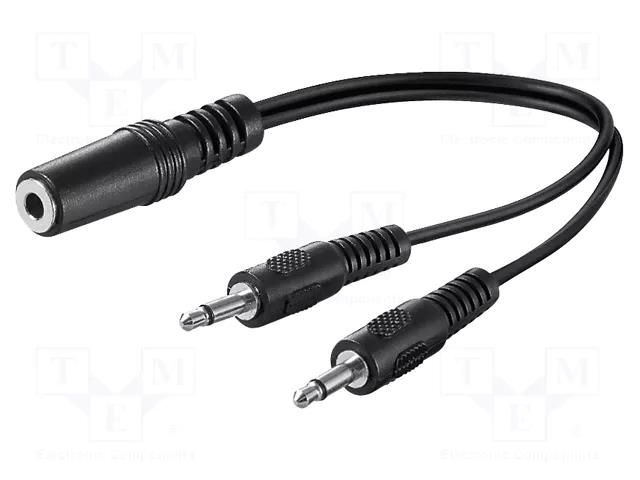 Cable; Jack 3.5mm 2pin plug x2,Jack 3.5mm 3pin socket; 0.2m Goobay AVK-325-0020