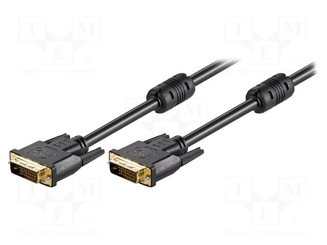 Cable; DVI-D (24+1) plug,both sides; 10m; black Goobay DVIMM241/10G