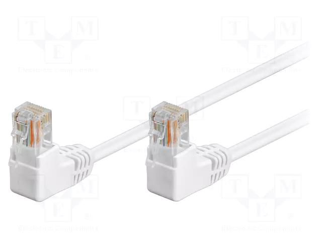 Patch cord; RJ45 angled plug,both sides; U/UTP; 5e; stranded; CCA Goobay U/UTP5-2X90-005WH