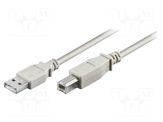 Cable; High Speed,USB 2.0; USB A plug,USB B plug; 1.8m; grey Goobay USB-AB/1.8