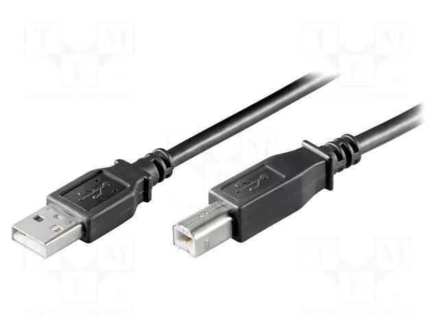 Cable; High Speed,USB 2.0; USB A plug,USB B plug; 3m; black; PVC Goobay USB-AB/3BK