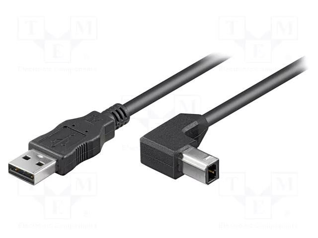 Cable; USB 2.0; USB A plug,USB B angled plug; 3m; black; 480Mbps Goobay USB-AB90/3BK