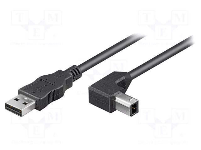 Cable; USB 2.0; USB A plug,USB B angled plug; 2m; black; PVC GOOBAY USB-AB90/2BK