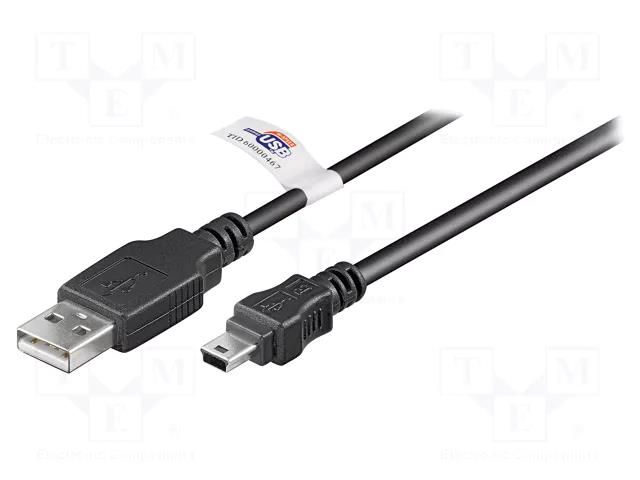 Cable; USB 2.0; USB A plug,USB B mini plug; 1.8m; black; Core: Cu Goobay USB-MINI5/1.8