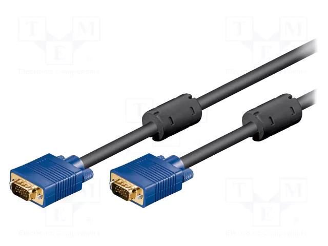 Cable; D-Sub 15pin HD plug,both sides; black; 10m; blue Goobay VGAM-100