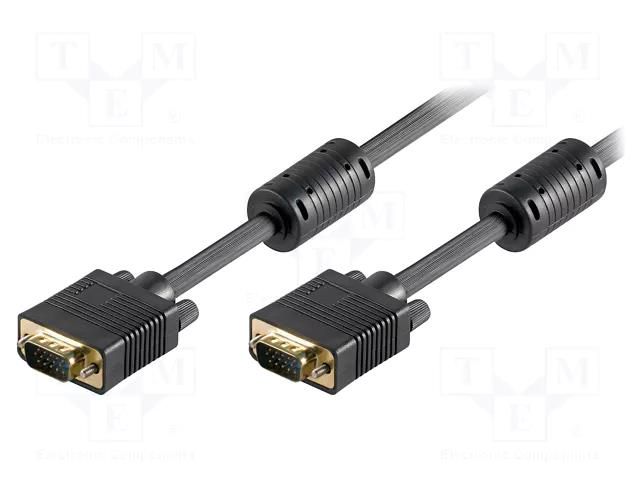 Cable; D-Sub 15pin HD plug,both sides; black; 10m; black Goobay VGAM-100-BK
