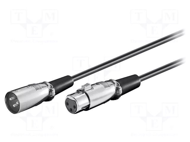 Cable; XLR male 3pin,XLR female 3pin; 6m; black GOOBAY XLRM/F-060