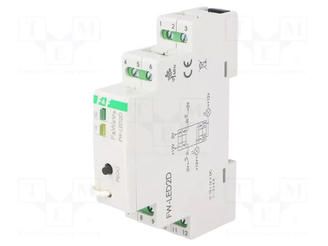 LED controller; for DIN rail mounting; 10÷16VDC; IP20; F&Wave F&F FW-LED2D