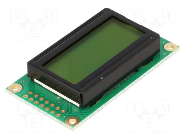 Display: LCD; alphanumeric; STN Positive; 8x2; yellow-green; LED RAYSTAR OPTRONICS RC0802A-YHY-CSX