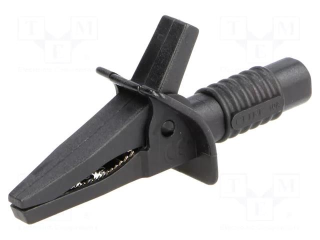 Crocodile clip; 10A; black; max.25mm; Connection: 4mm socket CLIFF FCR7940