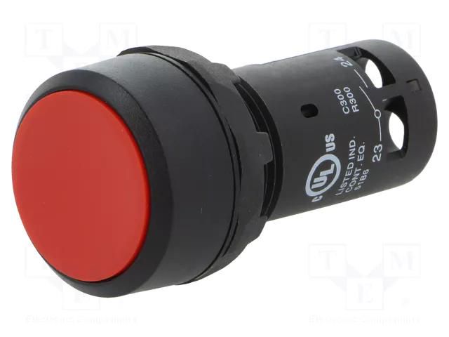 Switch: push-button; 22mm; Stabl.pos: 1; NO; red; none; 1A/240VAC ABB CP1-10R-10