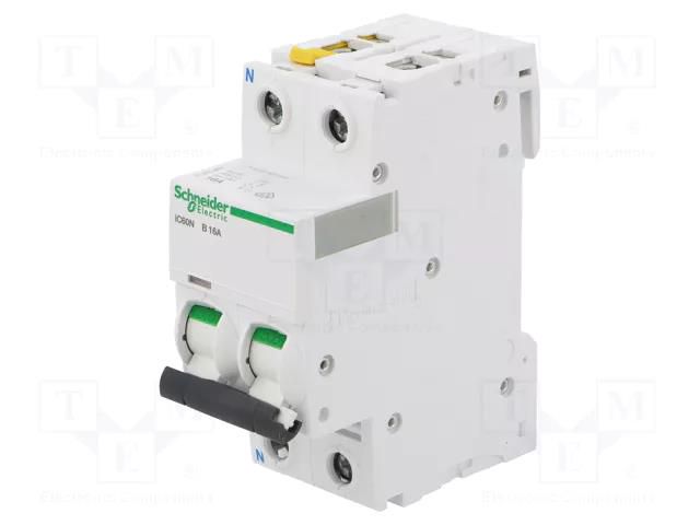 Circuit breaker; 400VAC; Inom: 16A; Poles: 1+N; Charact: B; 6kA; IP20 SCHNEIDER ELECTRIC A9F03616