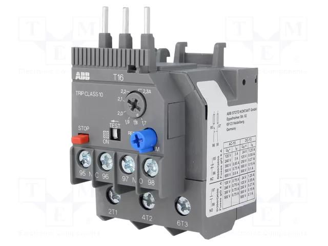 Thermal relay; Leads: screw terminals; 1.7÷2.3A; AF ABB T16-2.3