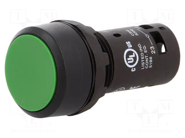 Switch: push-button; 22mm; Stabl.pos: 1; NO; green; none; 1A/240VAC ABB CP1-10G-10