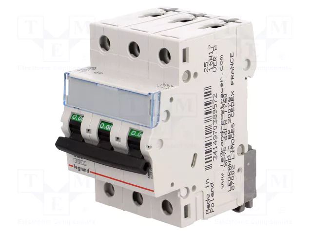 Circuit breaker; 400VAC; Inom: 25A; Poles: 3; Charact: C; 6kA; IP20 LEGRAND 403547