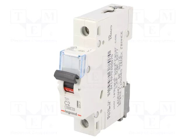 Circuit breaker; 230VAC; Inom: 2A; Poles: 1; for DIN rail mounting LEGRAND 403427