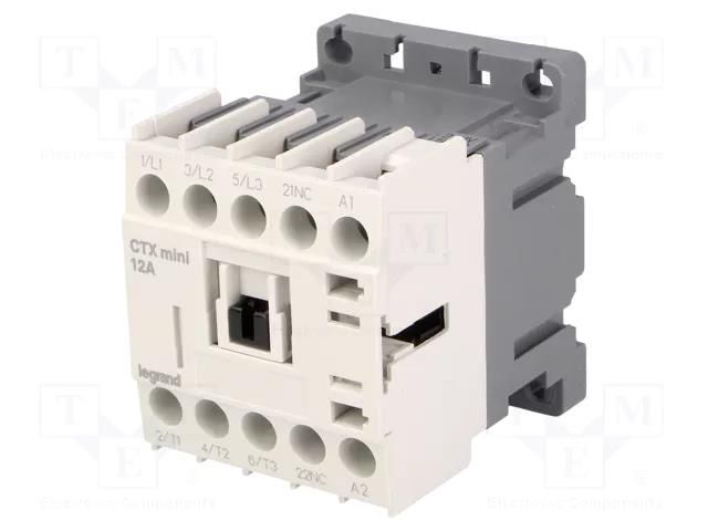 Contactor: 3-pole; NO x3; Auxiliary contacts: NC; 230VAC; 12A LEGRAND 417056